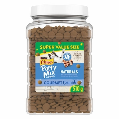 Purina Friskies Party Mix Cat Treats Naturals Gourmet Crunch with Real Chicken 510 g, $1.76/100g