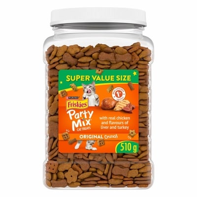 Purina Friskies Party Mix Cat Treats Original Crunch with Real Chicken 510 g, $1.86/100g