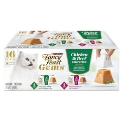Purina Fancy Feast Gems Wet Cat Food Mousse Paté Chicken & Beef Collection Variety Pack 1125 g, $1.56/100g