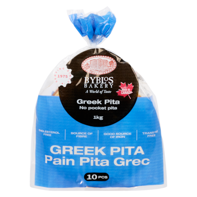 Byblos Pain pita grec sans poche, paquet de 10 1 kg, 0,45 $/100g