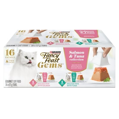 Purina Fancy Feast Gems Wet Cat Food Mousse Paté Salmon & Tuna Collection Variety Pack 1125 g, $2.49/100g
