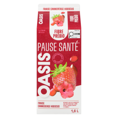Oasis Mélange de jus avec fibre prébiotique fraise, canneberge, hibiscus 1.6 l, 0,37 $/100ml