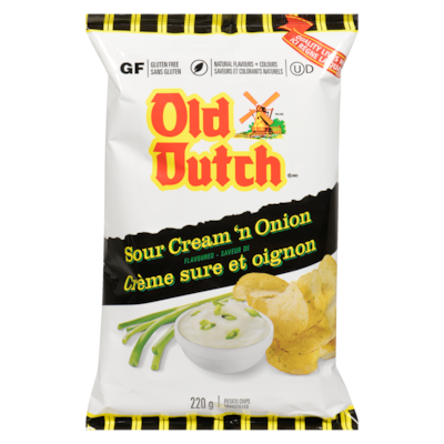 Old Dutch Croustilles saveur de crème sure et oignon 220 g, 2,27 $/100g