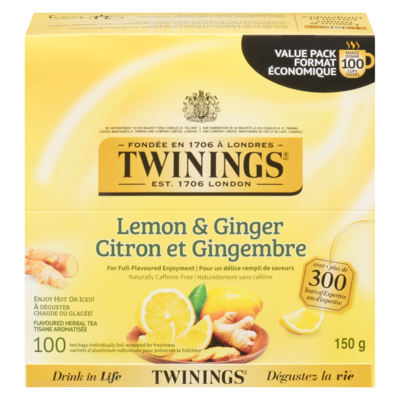 Twinings Flavoured Herbal Tea Lemon & Ginger Value Pack 100 ea, $0.16/1ea