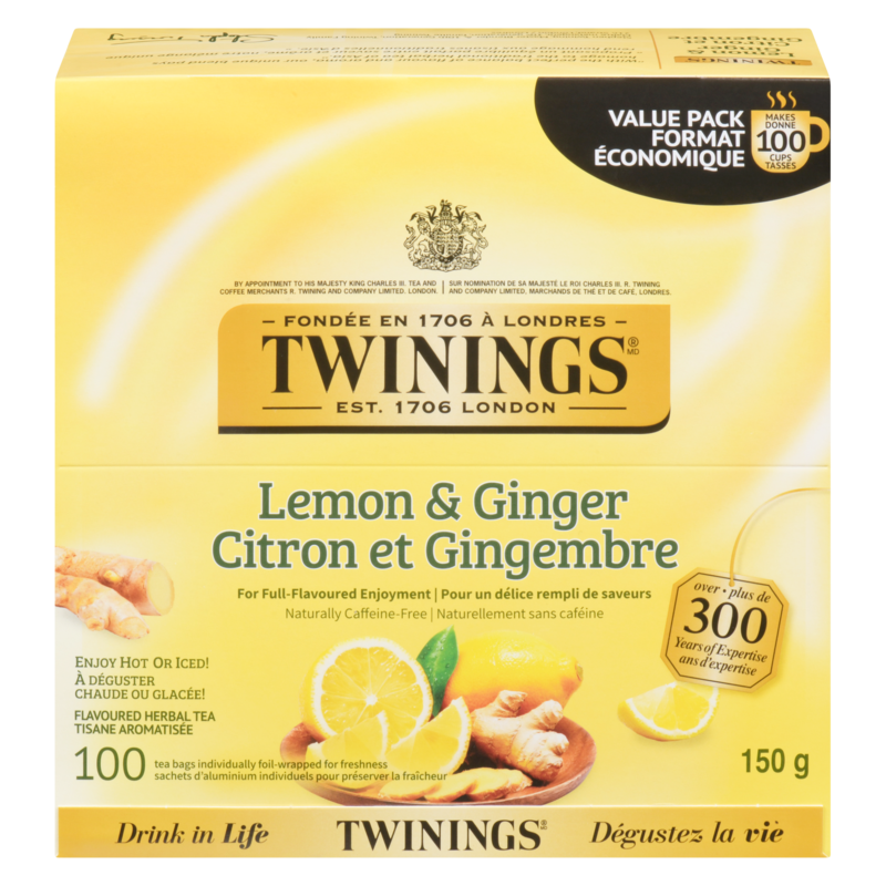 Twinings Flavoured Herbal Tea Lemon & Ginger Value Pack - 100 ea