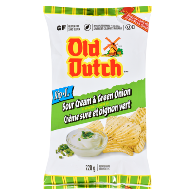 Old Dutch Croustilles saveur de crème sure et oignon vert 220 g, 1,81 $/100g