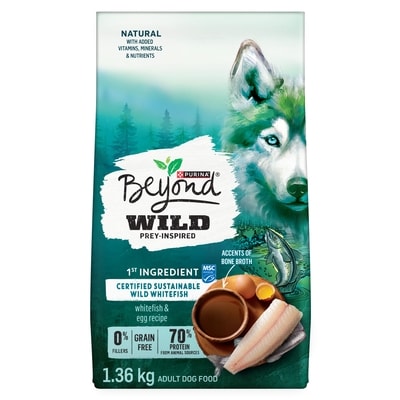 Beyond Meat Beyond Wild Dry Dog Food Whitefish & Egg Recipe 1.36 kg, $0.96/100g