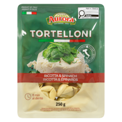 Aurora Tortelloni Ricotta & Spinach 250 g, $1.40/100g