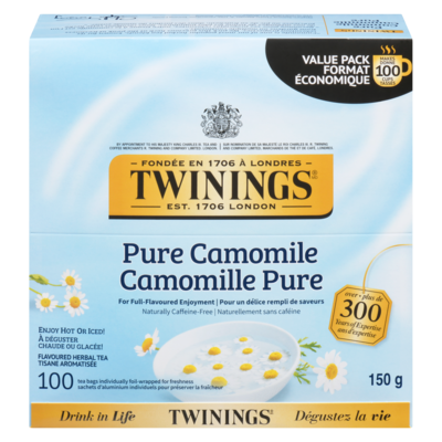 Twinings Tisane aromatisée camomille pure format économique 100 ea, 0,18 $/1ch