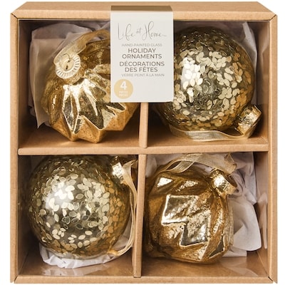Life at Home Mixed Glass Ornaments 4 Pack - Mercury Gold 4 ea, $14.00/1ea