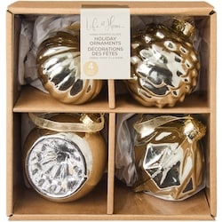 Life at Home Mixed Glass Ornaments 4 Pack - Vintage Ivory 4 ea, $3.50/1ea