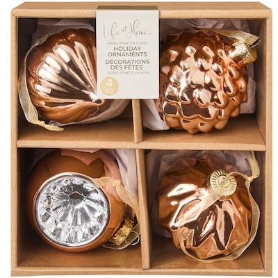 Life at Home Mixed Glass Ornaments 4 Pack - Vintage Copper 4 ea, $3.50/1ea