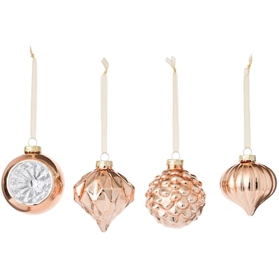 Lot de 4 ornements en verre assortis – cuivre vieilli