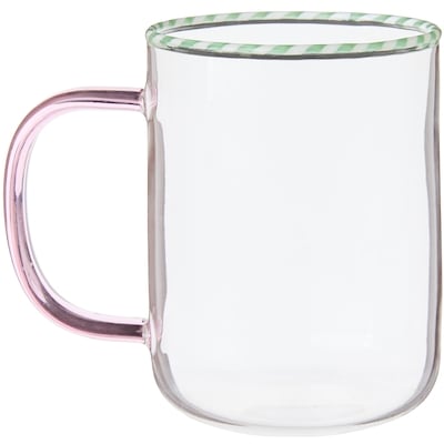 Swirl Rim Glass Mug - Green and White Swirl