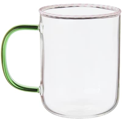 Swirl Rim Glass Mug - Pink and White Swirl