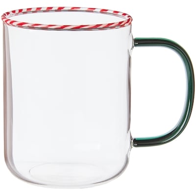 Life at Home Swirl Rim Glass Mug - Red and White Swirl 1 ea, $8.00/1ea