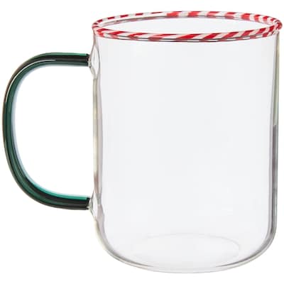 Swirl Rim Glass Mug - Red and White Swirl