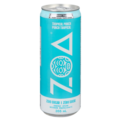 ZOA Boisson énergisante punch tropical zéro sucre 355 ml, 0,84 $/100ml