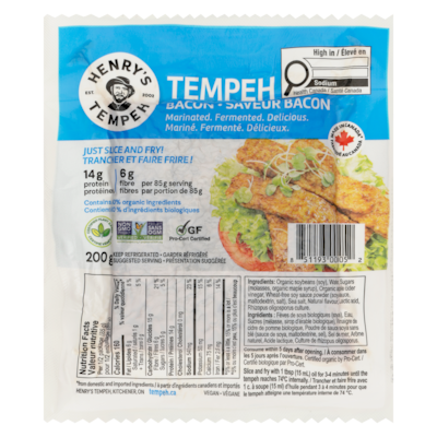 Henry's Tempeh Bacon 200 g, $4.50/100g