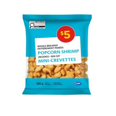 null Whole Breaded Popcorn Shrimp, Uncooked 300 g, $1.33/100g