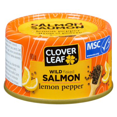 Clover Leaf Wild Flaked Salmon Lemon Pepper 80 g, $4.36/100g