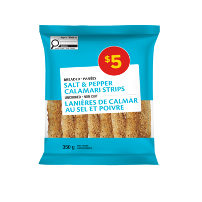 null Panées non cuit lanières de calmar au sel et poivre 350 g, 1,43 $/100g