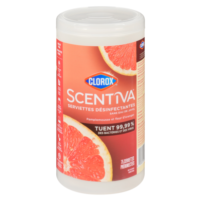 Clorox Serviettes désinfectantes pamplemousse et fleur d'oranger 75 ea, 0,10 $/1ch