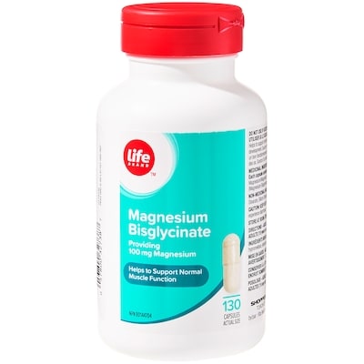 Life Brand Magnesium Bisglycinate 100 mg 130 Capsules 130 ea, $0.08/1ea