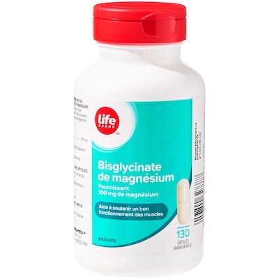 Life Bisglycinate de magnésium 100 mg, 130 capsules 130 ea, 0,08 $/1ch