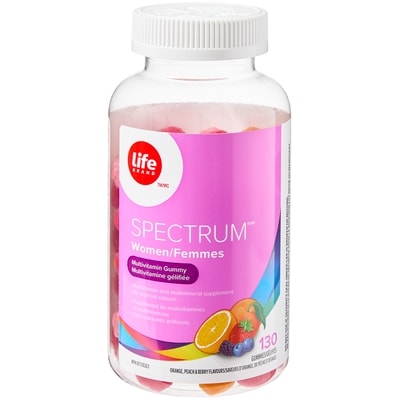 Life Brand Spectrum Orange, Peach, and Berry Flavours Women Multivitamin 130 Gummies 130 ea, $0.08/1ea
