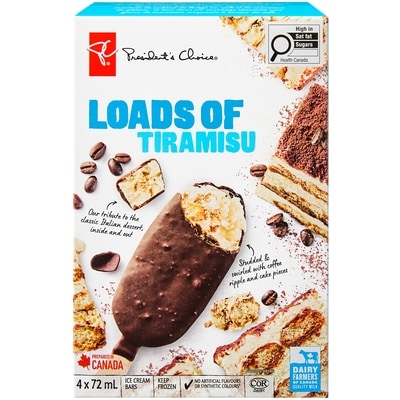 President's Choice Loads of Tiramisu Ice Cream Bars 4x72.0 ml, $2.43/100ml