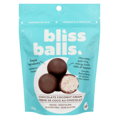 BLISS BALLS Chocolatée, boules d'énergie et de bonheur sans culpabilité crème de coco au chocolat 150 g, 7,33 $/100g