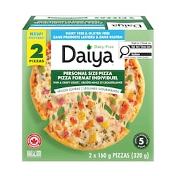 Daiya Pizza mince et croustillante sans produits laitiers, Légumes gourmands (paquet de 2) 2 ea, 5,00 $/1ch