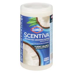 Clorox Serviettes désinfectantes noix de coco et fleur de nénuphar 75 ea, 0,07 $/1ch