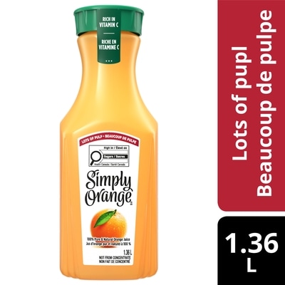 Simply Jus d'orange avec beaucoup de pulpe Jus bouteille 1.36 l, 0,59 $/100ml