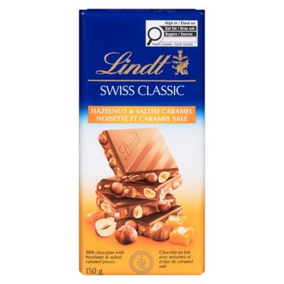 Lindt Chocolat au lait avec noisettes et éclats de caramel salé noisette et caramel salé 150 g, 6,66 $/100g