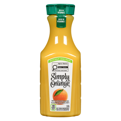 Simply Jus d'orange pur et naturel à 100 % avec pulpe 1.36 l, 0,59 $/100ml