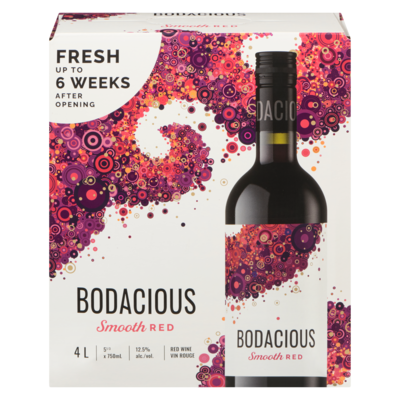 Bodacious Smooth Red (ID required at pick-up) 4 l, $1.24/100ml