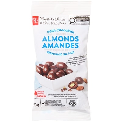 President's Choice Milk Chocolate Covered Almonds 70 g, $2.86/100g