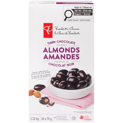 le Choix du Président Amandes enrobées de chocolat noir 70 g, 3,56 $/100g