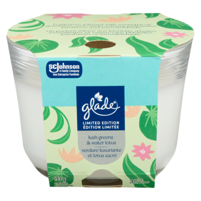 Glade Chandelle verdure luxuriante et lotus sacré 3 mèches édition limitée 1 ea, 13,49 $/1ch