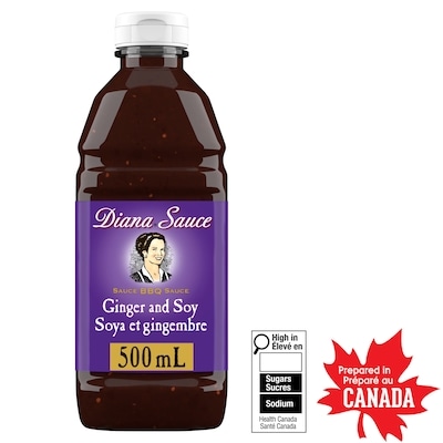 Diana Sauce Sauce bbq gingembre et soja, 1 bouteille, pour mariner les viandes et griller facilement 500 ml, 1,20 $/100ml