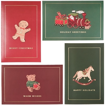 Assortiment de 24 cartes de souhaits – jouets rétro