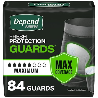 Depend Protections contre l’incontinence pour hommes, absorption maximale, 84 unités 84 ea, 0,36 $/1ch