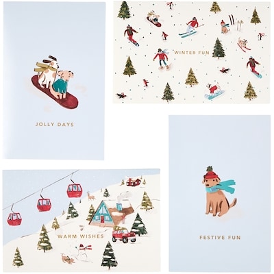 Pinwheel Assorted Holiday Cards 24 Pack - Hit the Slopes