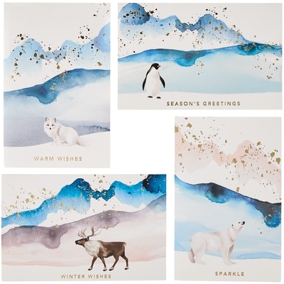 Pinwheel Assorted Holiday Cards 24 Pack - Arctic Animals