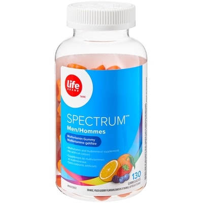 Life Brand Spectrum Orange, Peach, and Berry Flavours Men Multivitamin 130 Gummies 130 ea, $0.09/1ea