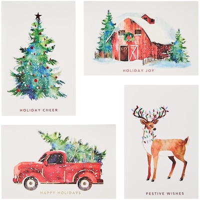 Pinwheel Assorted Holiday Cards 24 Pack - Farmhouse