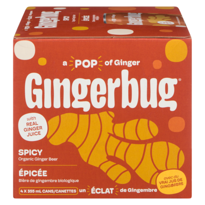 Gingerbug Prebiotic Organic Ginger Beer Spicy 4x355.0 ml, $1.20/100ml