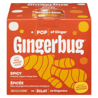 null Bière de gingembre prébiotique biologique épicée 4x355.0 ml, 1,20 $/100ml